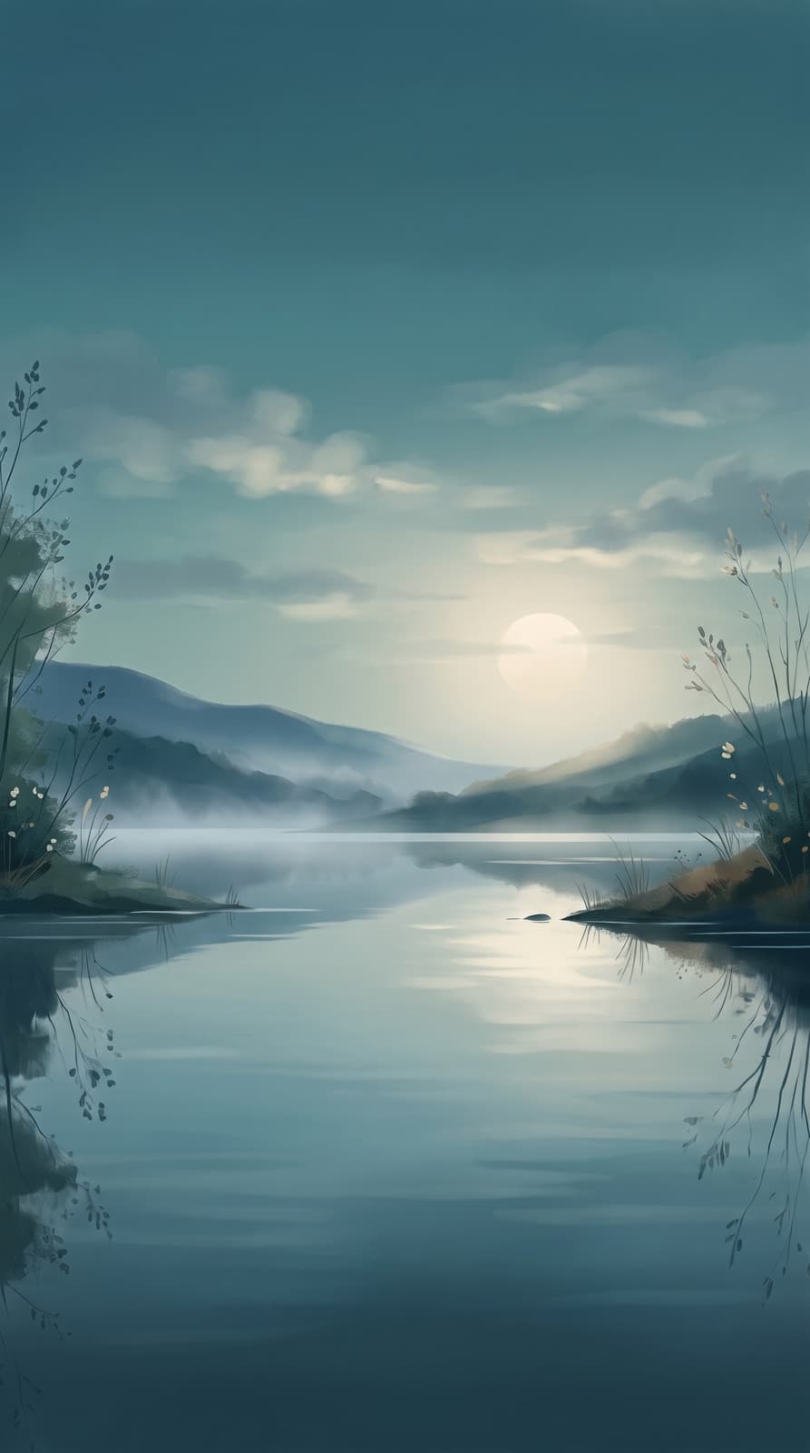 Night lake landscape for CalmerNow night ambience